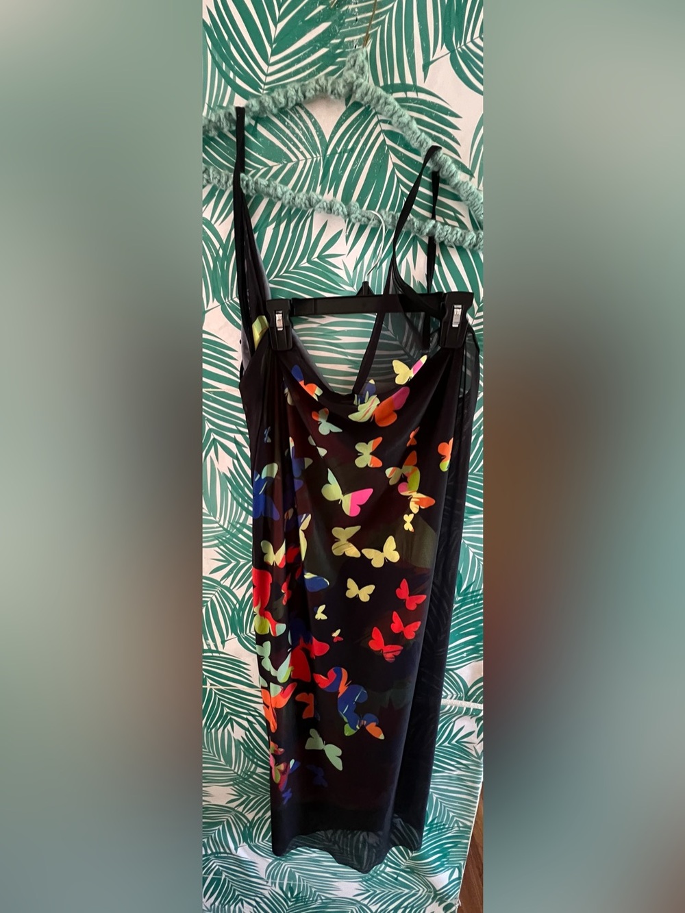 Black butterfly w/ Multicolor swimsuit cover up beachwear sz 4XL